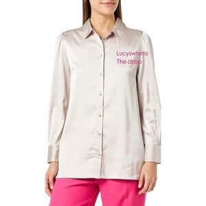The Drop Long-Sleeve Button-Down Stretch Satin Shirt Size XS